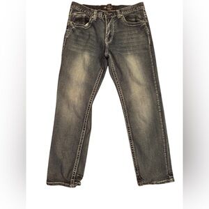 True Luck Jeans Men’s Blue Denim Straight Fit Faded Wash Size 32x30